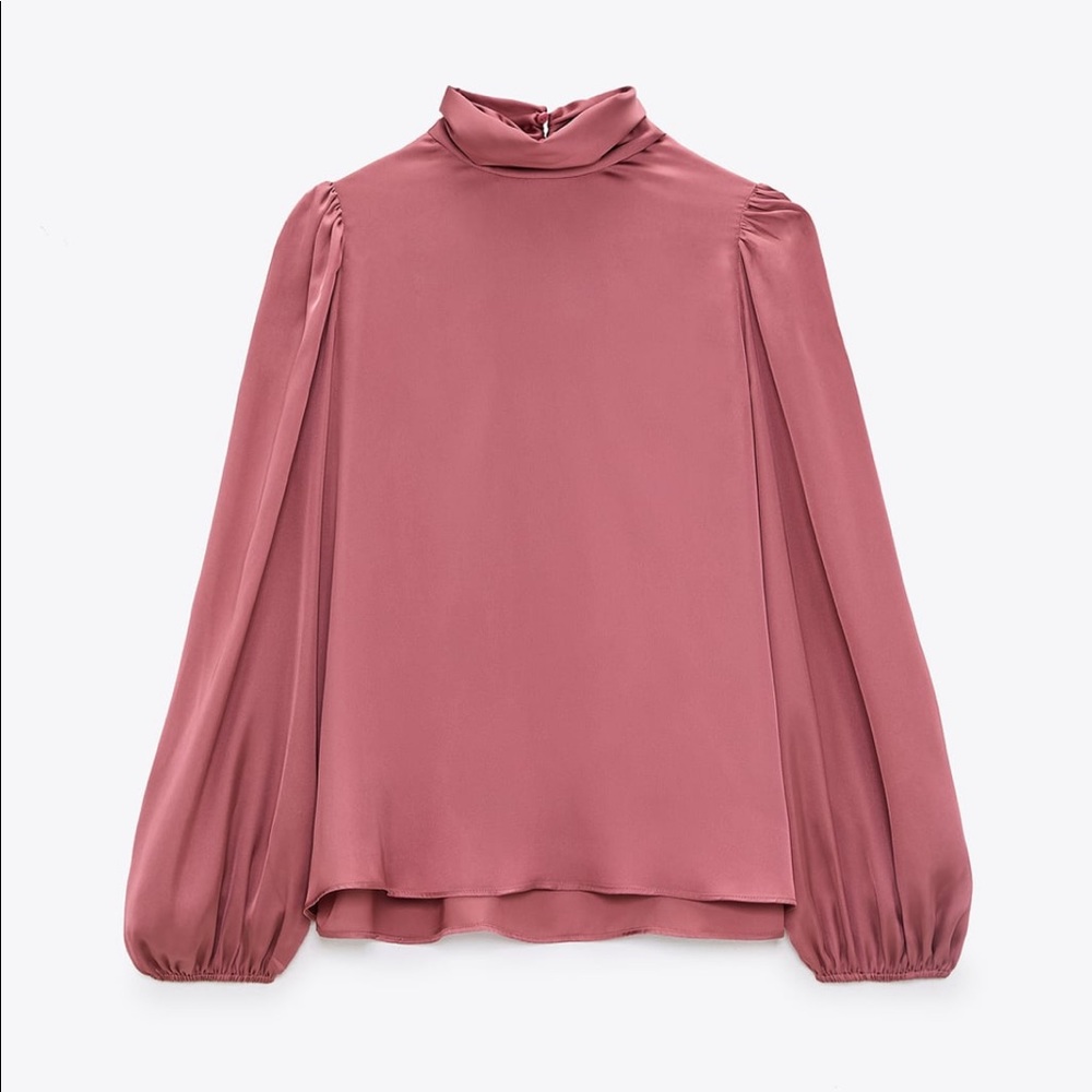 *NWT* Zara Ruched Satin Effect Shirt